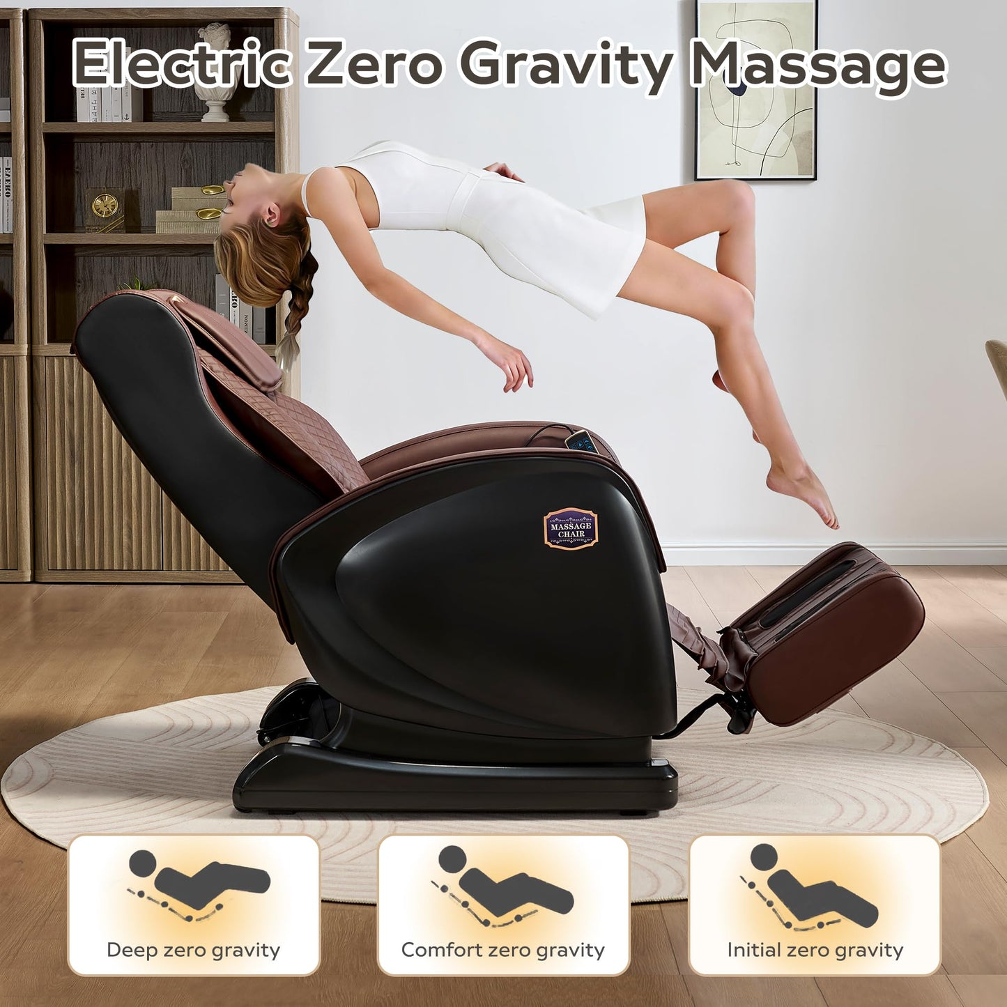 KEIKI 2026 Massage Chair Full Body, Zero Gravity Recliner, Upgraded Calf & Foot Rollers, Waist & Leg Heating, Bluetooth Speaker and Remote Control, Brown