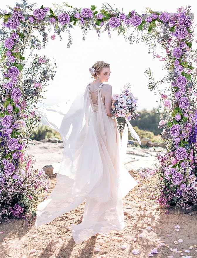 DearHouse Artificial Peony Flower Garland - 6ft/Strand Silk Peony Garland with Pink Flowers for Wedding Party Table Decoration,Deep Ruby (Wisteria)