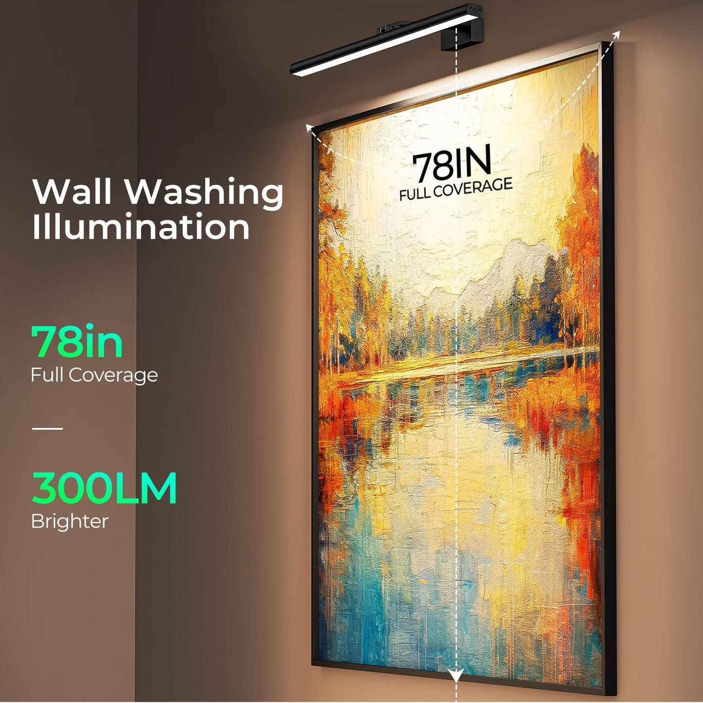 Eclipterra Wireless Picture Lights for Wall, 24in Battery Operated Wall Light for Painting Rechargeable CCT Rotatable Art Gallery Light with Remote Dimmable Timer for Artwork Frame Display Dartboard