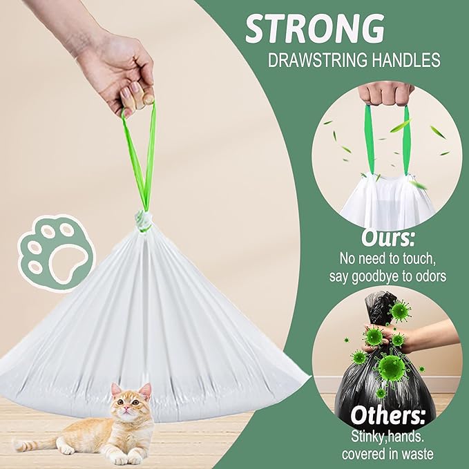 60 Count Miwow Cat Litter Box Liners for MeoWant MW-SC01、MW-SC02, Leak-Proof & Odor-Proof Litter Box Liners Replacement Waste Bags, Compatible for Meowant and More Automatic Litter Box (3 Rolls)