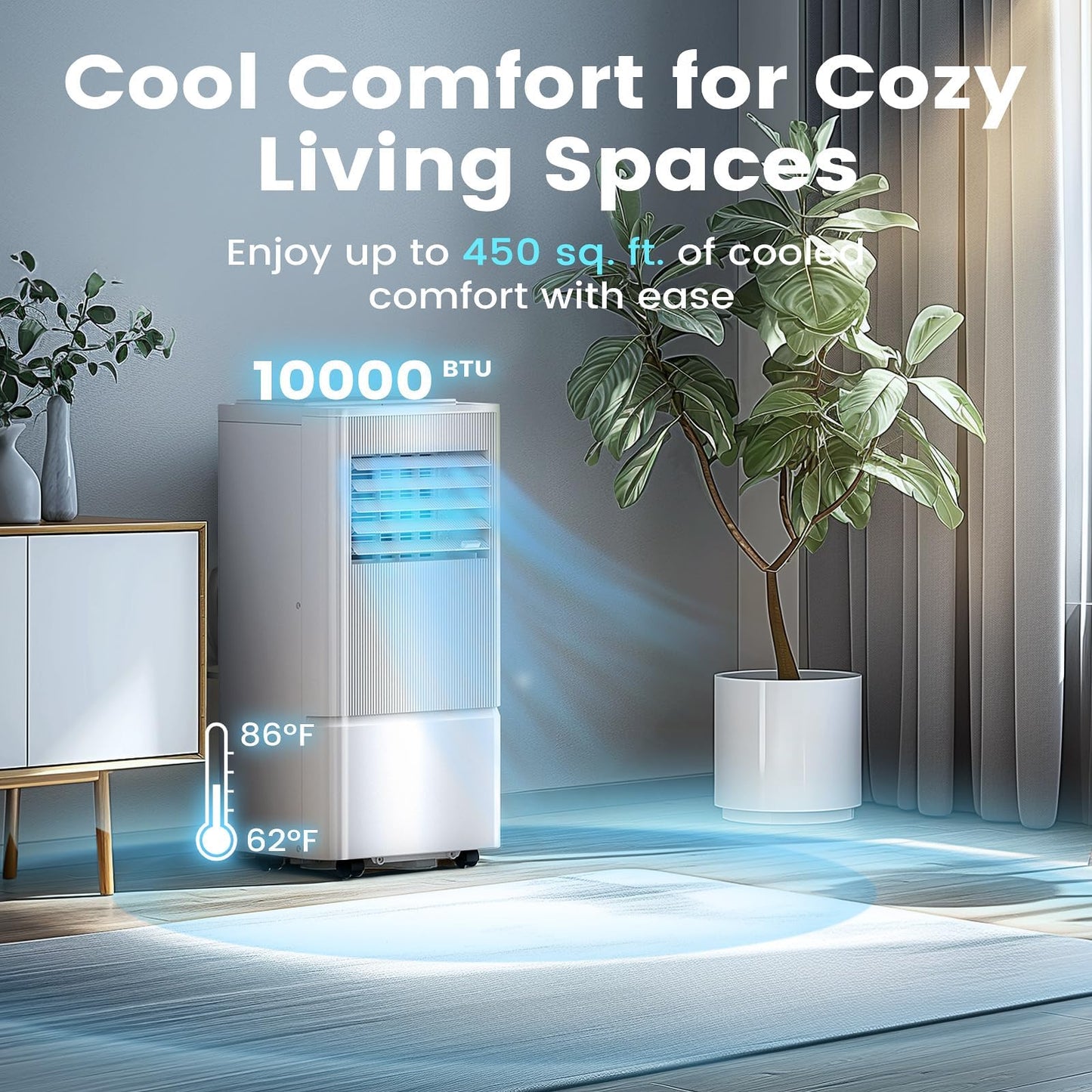 Air Choice Portable Air Conditioner, 10000 Btu Air Conditioner Portable For Room Up To 450 Sq.Ft, Remote Control, 24H Timer, Deh