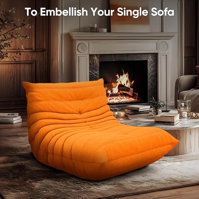 Bean Bag Chair for Adults, Fireside Togo Chair, BeanBag Chairs for Teens with High-Resilience Memory Foam, Non-Slip Base Compression Floor Lounge Sofa for Living Room, Bedroom