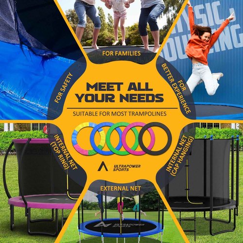 Trampoline Pad Replacement 15 FT Trampoline Replacement Safety Pad 15FT Trampoline Spring Cover Waterproof UV Resistant Tear Resistant Surround Spring Foam Cover for Round Frame No Hole for Pole Black
