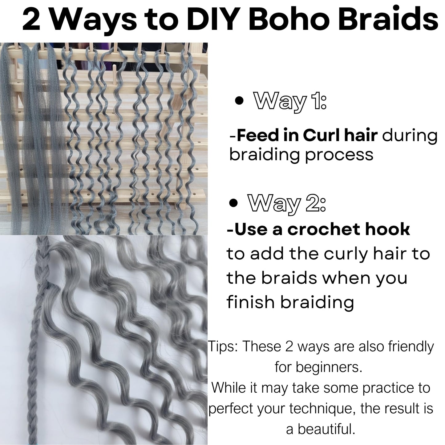 Dark Grey Braiding Hair Pre Stretched Knotless Braiding Hair for Boho Braids(6 Packs)