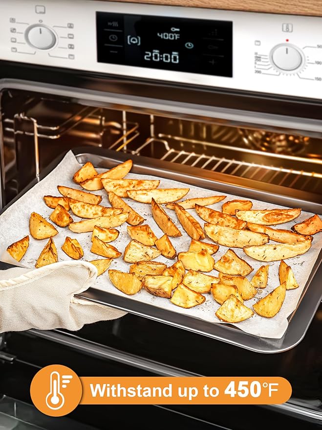 SMARTAKE 120Pcs Parchment Paper Sheets, 8x12 Inch Pre-Cut Parchment Paper for Baking, Non-Stick Baking Paper, Natural Wood Pulp, for Air Fryer Steaming Grilling Rack Oven (White)