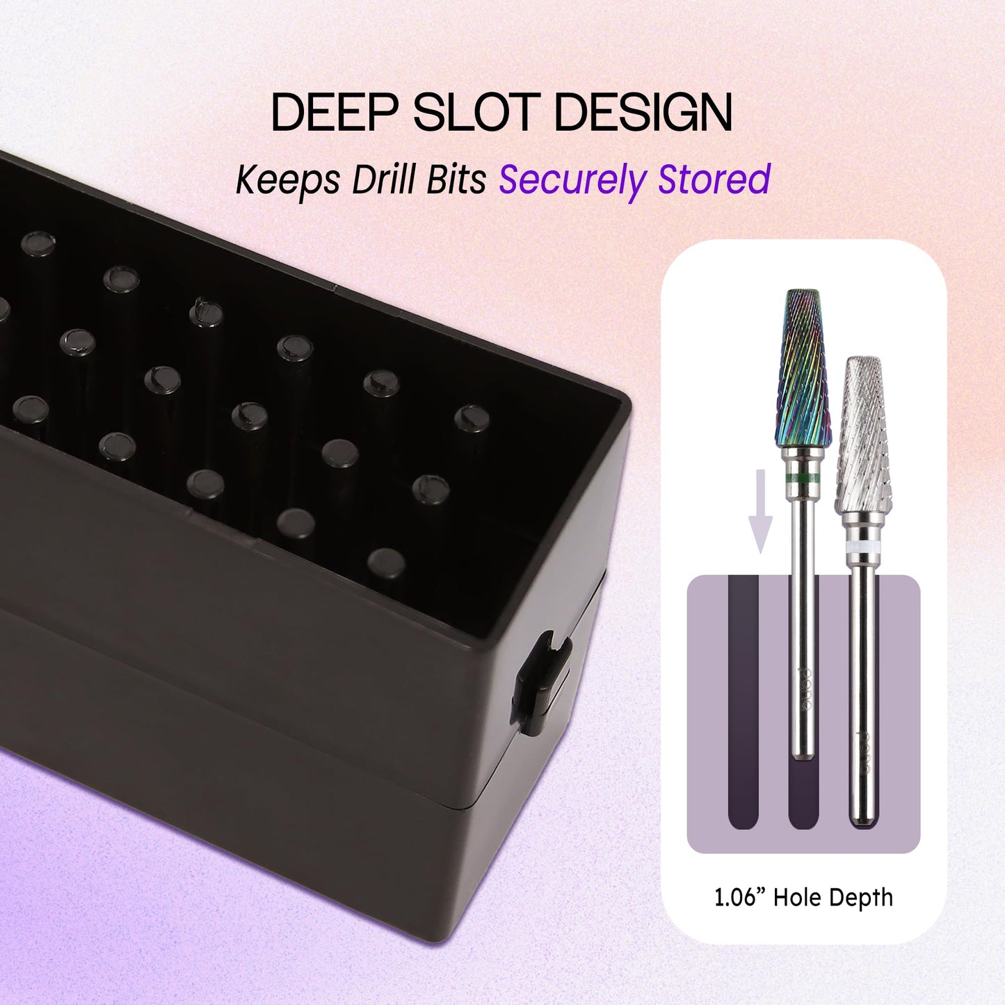 PANA Rectangle Nail Drill Bit Holder Display Organizer Case - Dustproof Carbide Bit Storage Container Box For Manicure Tools Nai