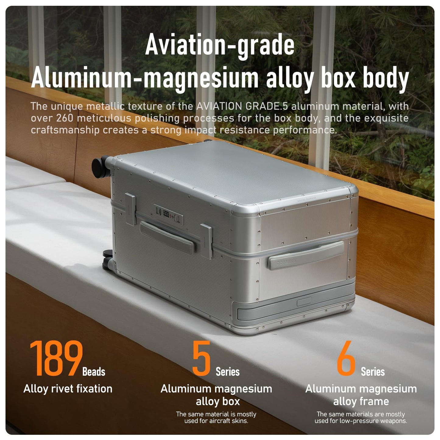 ROAMING 24 Inch Check Luggage Durable All Aluminum Hard Shell Suitcase with Wide Handle Zipperless with 360 Spinner Wheels, TSA Lock Smart Organizational Pockets for Business Travel Silver