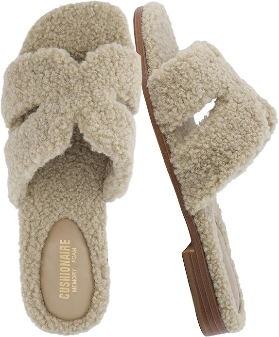 CUSHIONAIRE Women's Visa cozy slide sandal +Memory Foam, Wide Widths Available