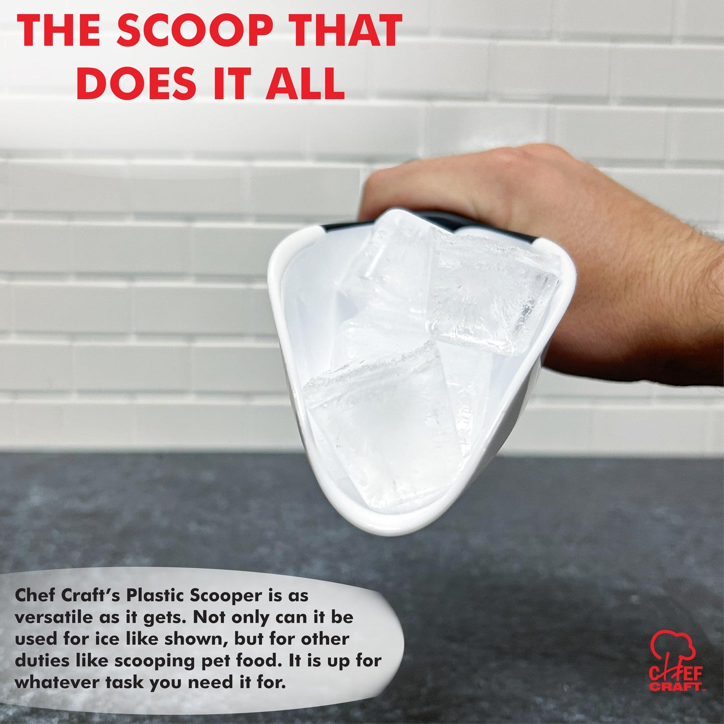 Chef Craft Select Plastic Scoop, 1 Cup, White