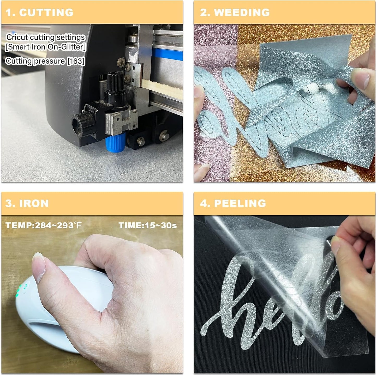 Glitter HTV Heat Transfer Vinyl Rolls- 10" x 8ft. Glitter HTV for Shirts. Iron on Vinyl and Heat Transfer Vinyl for All Cutters Machines. Easy to Cut & Weed Heat Vinyl Designs (Purple)