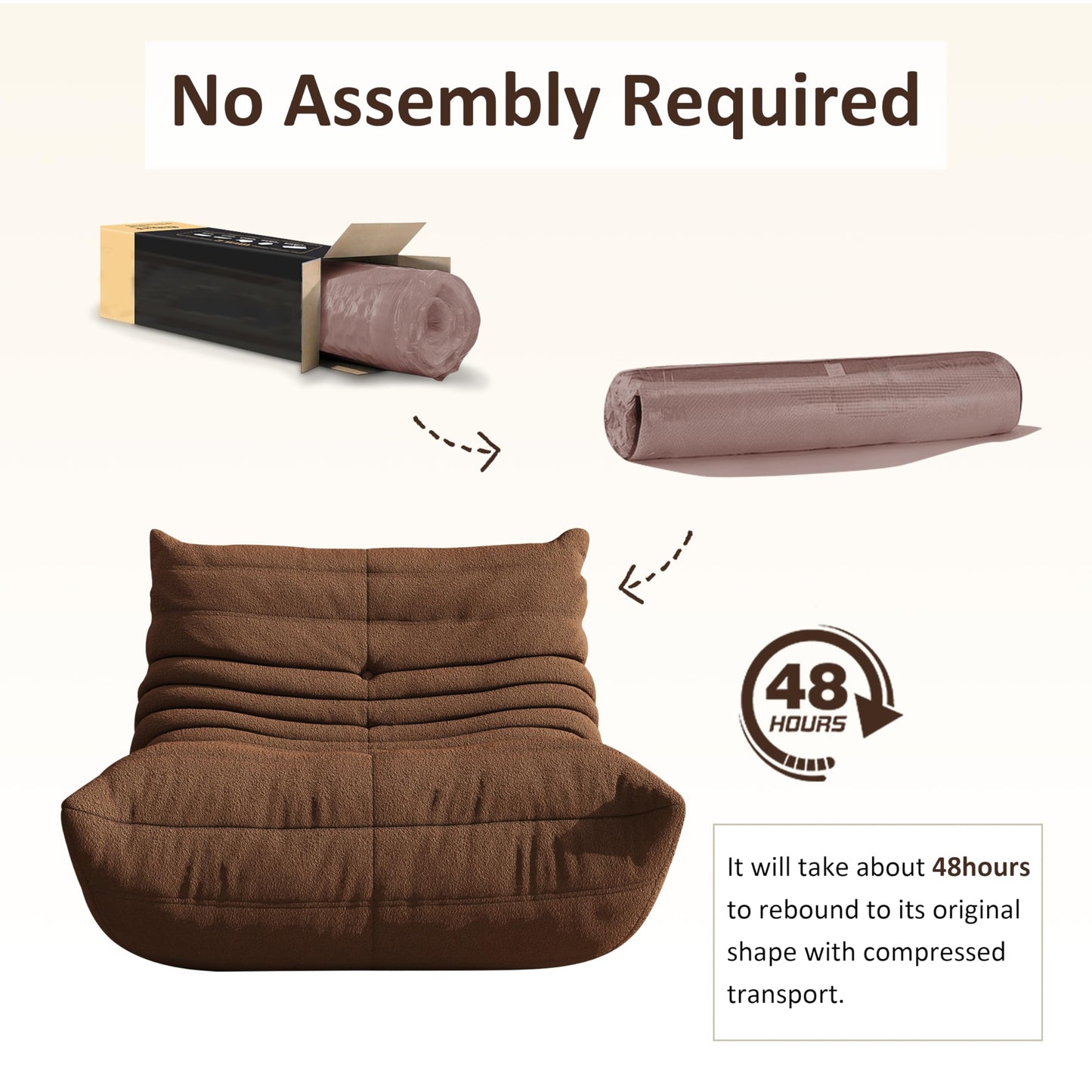Bean Bag Chair, Oversized Bean Bag Chair for Living Room, Fireside Chair for Adults with Memory Foam Filled, Big Accent Sofa Lounge Floor Sofa for Gaming, Reading, Relax, No Assembly Required(Coffee)