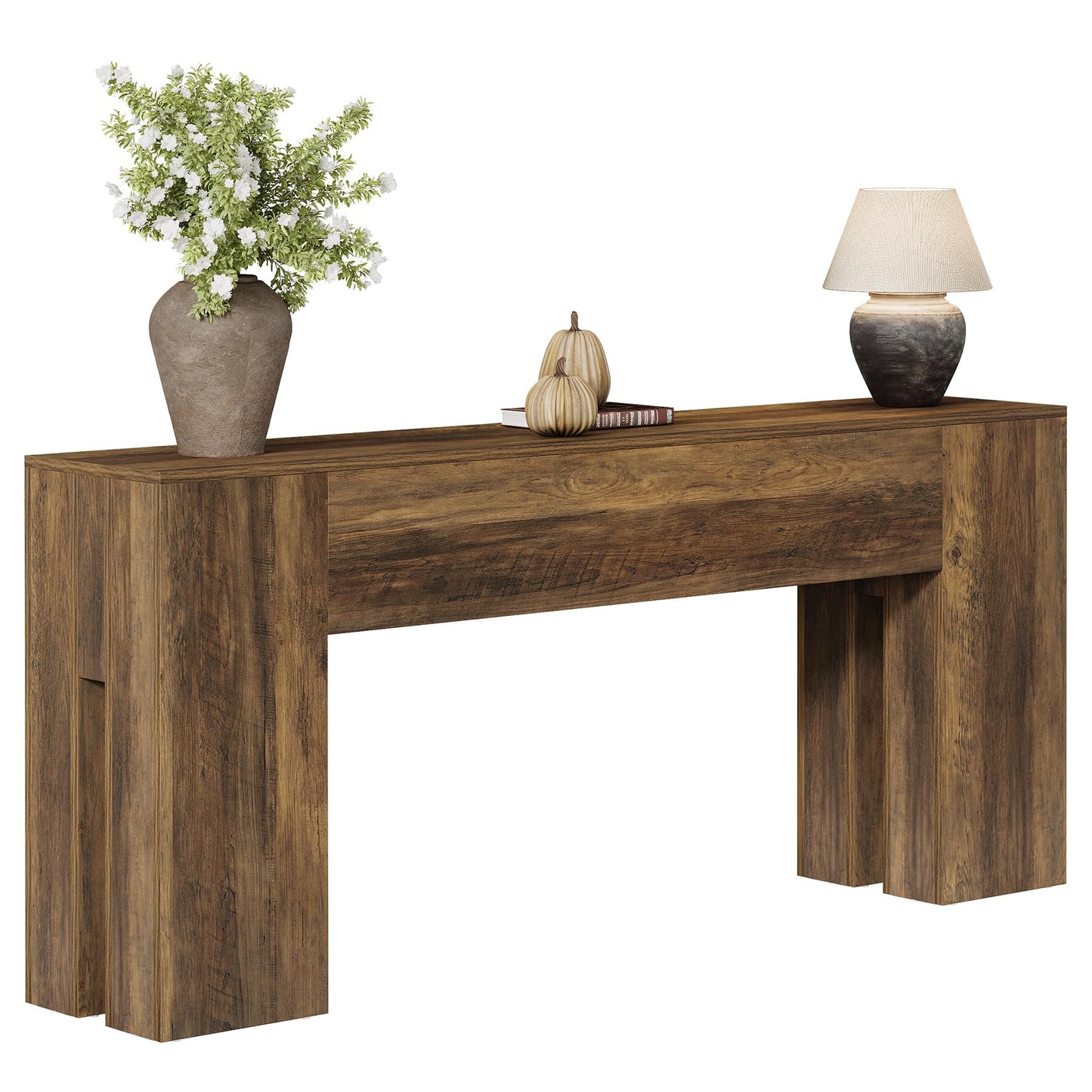Tribesigns 71-Inch Long Console Table for Entryway, Farmhouse Sofa Console Behind Couch, Entry Table for Hallway, Foyer, Living Room, Brown