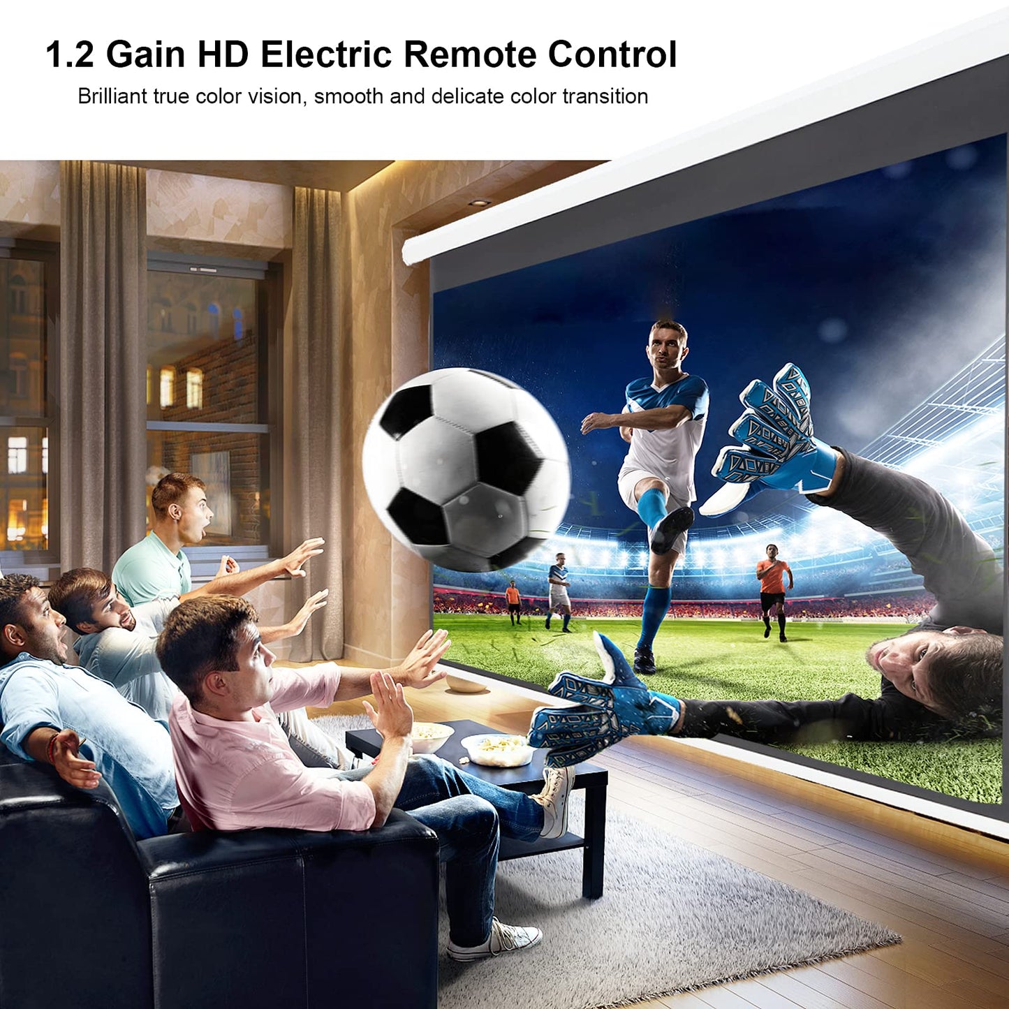 YODOLLA 84inch Motorized Projection Screen, 16:9 4K 3D HD Electric Projector Screen, Wall/Ceiling Mounted White Projection Screen with Two Remote Controls for Indoor & Outdoor Use