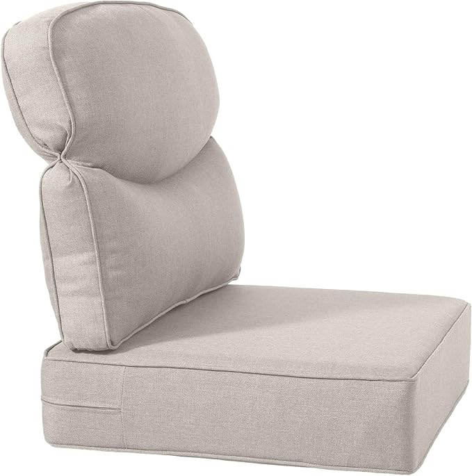 ACTREST Luxury 22x24/22x25 6-Inch Smile Patio Dining Chair Cushions Set of 4 - Heavy Duty Water Slashproof Outdoor Seat Cushion for Outside Furniture Set Swivel Chairs Loveseat L-Shape Sofa - Beige