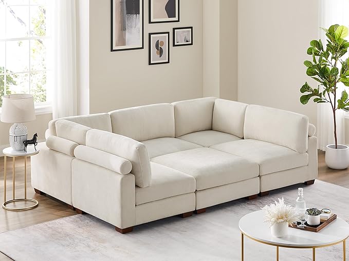 VANOMi Large Modular Sectional Sofa, Oversized Couch with Ottoman, Cloud Couch Deep Seat Sofa with Thick Cushion, Convertible Sectional Couches for Living Room Office Apartment