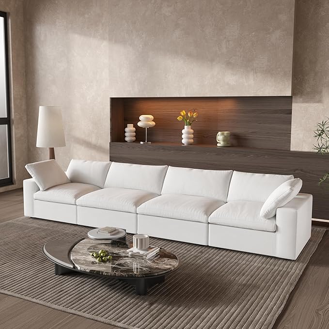 WJShome Modular Sectional Sofa Couch,Down Filled Cloud Couch,Oversized 4 Seater Minimalist Sofa,157.32inch Convertible Deep Seat Couches for Modern Living Room,Cover Removable & Washable