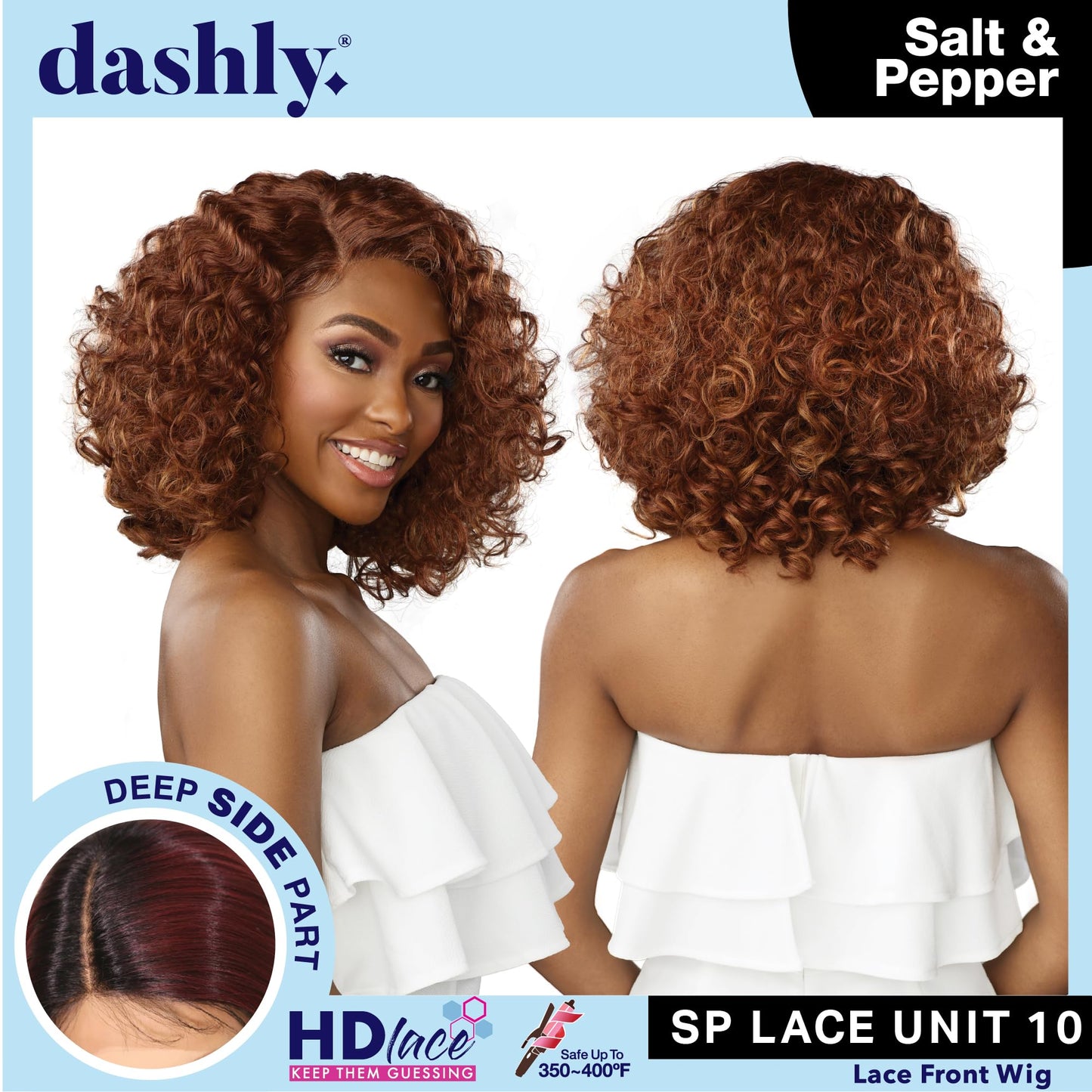 Sensationnel Dashly Lace Saltandpepper Wig - Sp Unit 10 Hand Tied Laceparting Ear to Ear Synthetic (HL34/51)