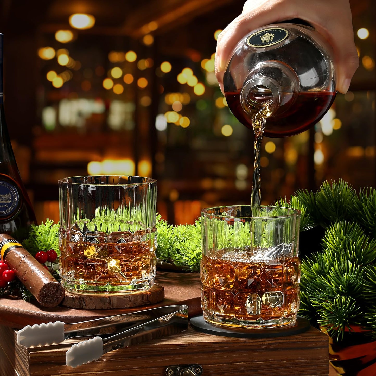 Gifts for Men Dad, Father's Day Anniversary Birthday Gifts Ideas for Him Husband Boyfriend, Stainless Steel Whiskey Stones and Whiskey Glasses Set, Unique Whiskey Bourbon Groomsman Gifts for Men Boss