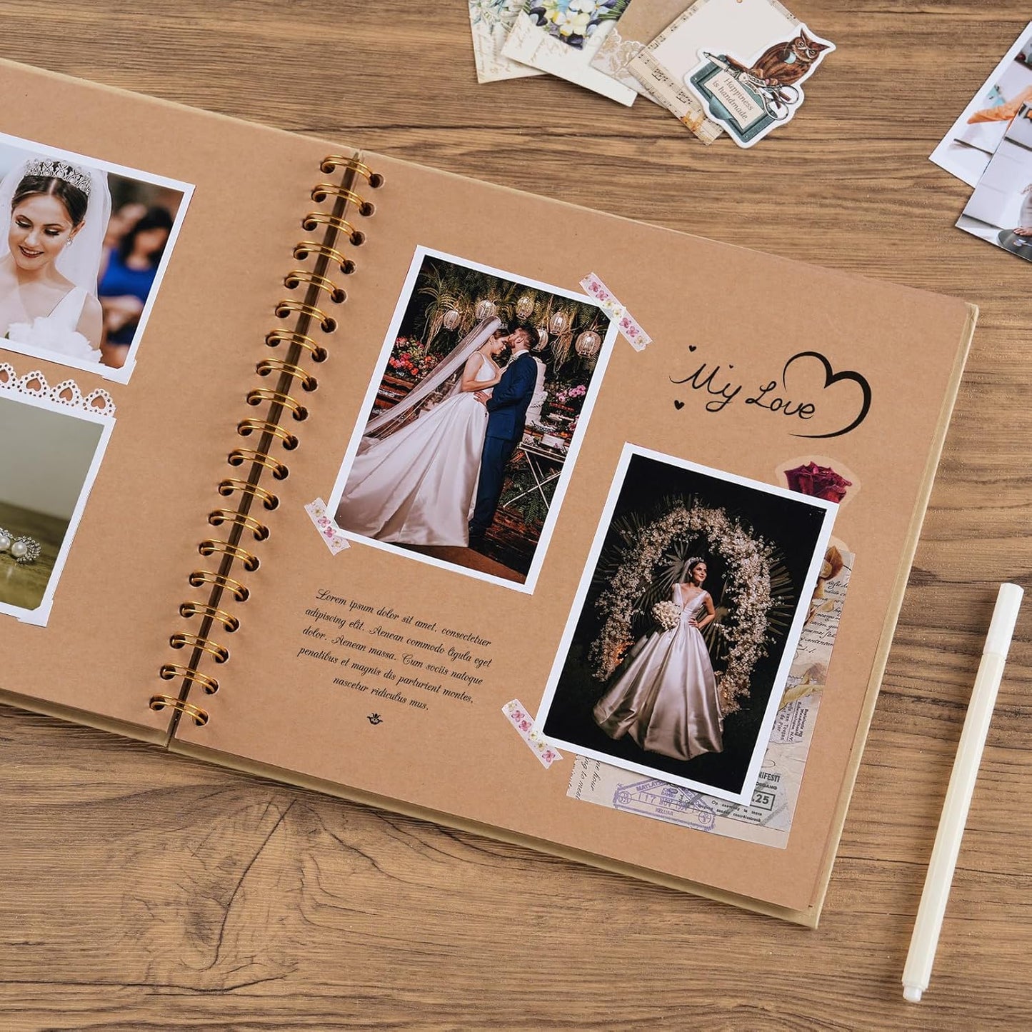potricher 10 x 10 Inch DIY Scrapbook Album 40 Pages Hardcover Kraft Paper Scrap Book Photo Albums Memory Book for Wedding and Anniversary Family (Yellow, 10 Inch)