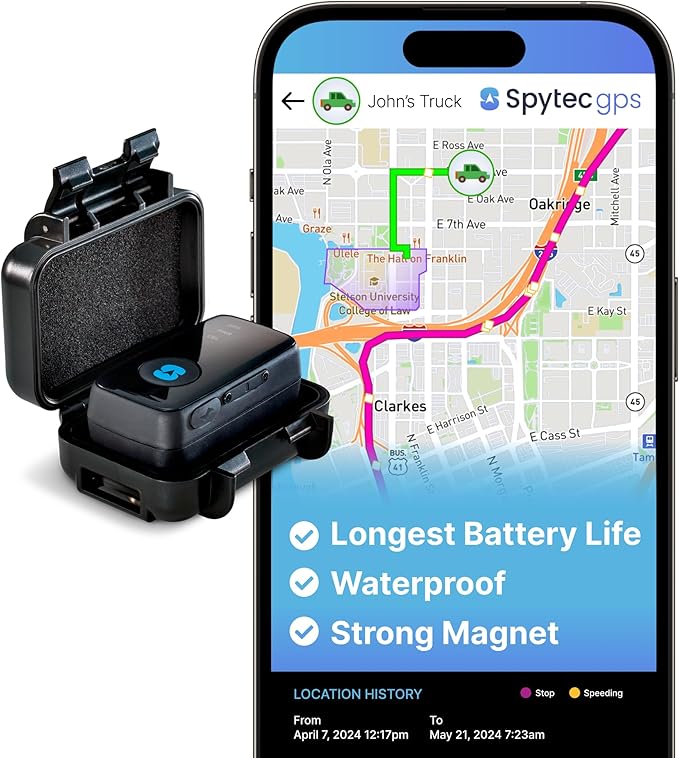 Spytec Atlas GPS Tracker for Vehicles & Kids | Up to 14-Day Battery Life | Waterproof Magnetic Case, Geofencing, Portable ...