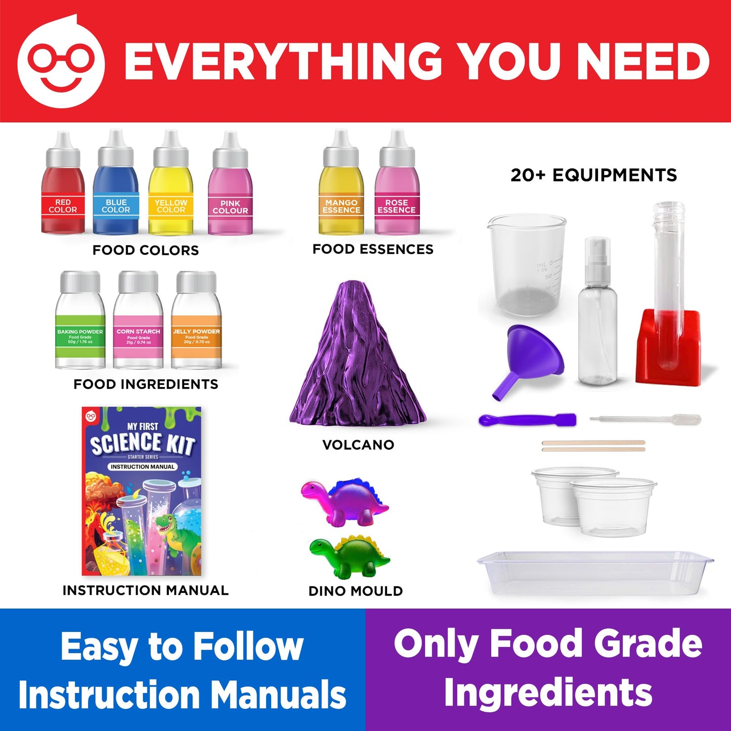 Doctor Jupiter My First Science Kit, Chemistry Set for Kids Ages 4-5-6-7-8 | Birthday Gift Ideas for 4+ Year Old Boys & Girls | Toy Stem Kit with 50+ Experiments | Learning & Educational Projects