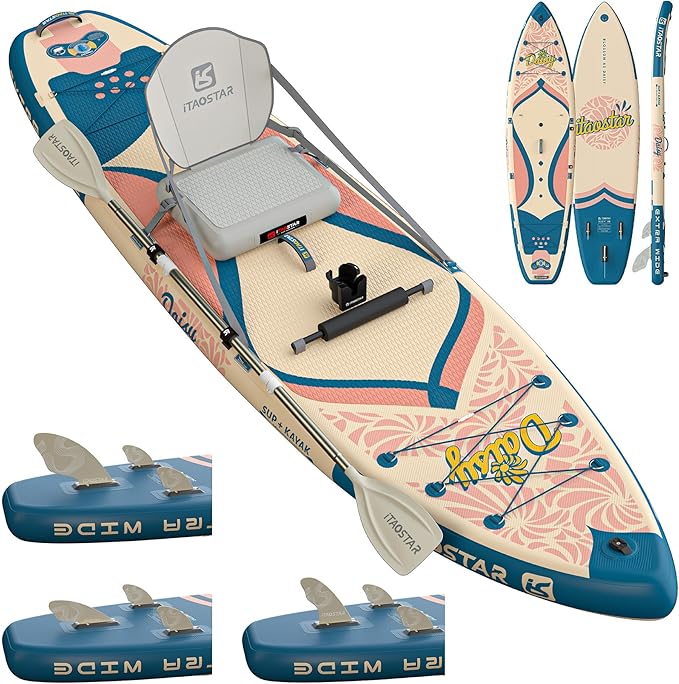 iTAOSTAR Daisy 11'6’ × 35” Extra Wide Paddle Board with Seat, One-Stop Premium SUP Board Accessories, Tailored 5 Fins, Sta...