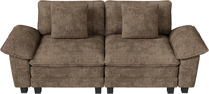 MIXPATIO 87" Cloud Modular Sectional Loveseat, 2-Seater w/Deep Seat & Removable Arms, Plush Chenille for Small Living Room & Apartment - Taupe