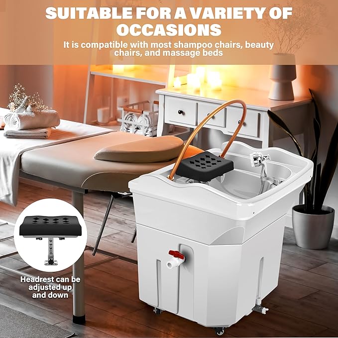 Head Spa Equipment with 60L Water Storage Tank, All-in-One 3-Mode Waterfall & Warm Steam Hair Wash Sink for Scalp Care & Relaxation