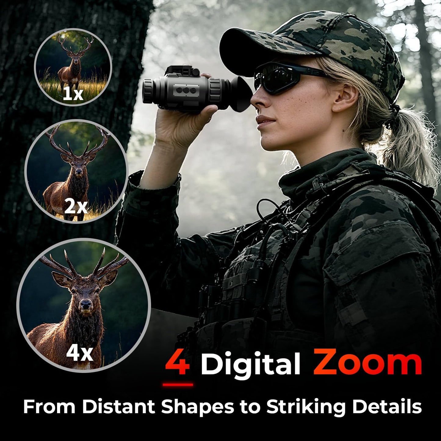 GOYOJO GNG2K Night Vision Monocular - 2K / 60Hz Refresh Digital Night Vision Goggles, Helmet Mountable, Stealth Infrared 940nm NVG with 0.0001 Lux Sensor, 4 Color Modes for Tactical/Hunting/Camping