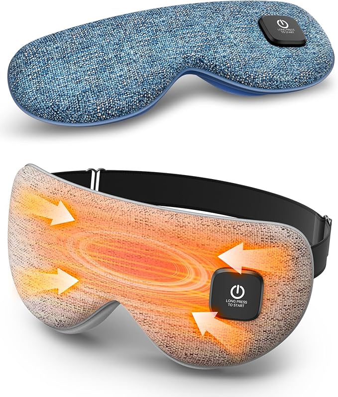 Heated Eye Mask - Cordless Eye Mask for Dry Eyes, FSA - HSA Eligible, Eye Relief, Improved Sleep, Washable Eye Heating pad for Travel and with Replaceable Shell (Gray)