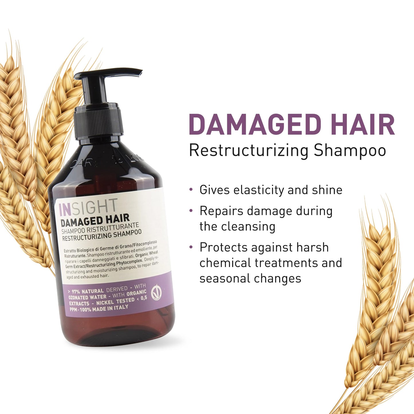 Insight Clean Beauty Moisturizing Shampoo with Organic Macadamia Oil, Hydrating & Vegan, 13.5 fl oz