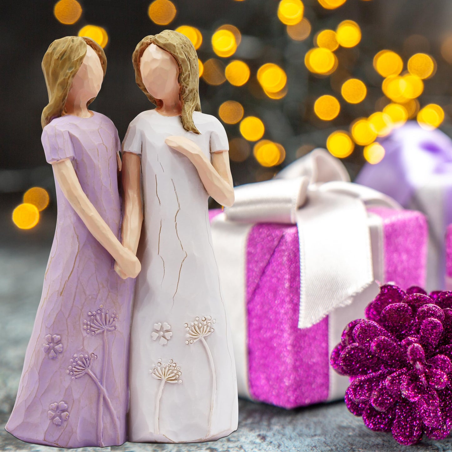 Sisters Gifts from Sister - Sister Birthday Gift Ideas, Sister Gifts, Gifts for Sister, Soul Sister Gifts for Women, Big Sister Gift - My Sister My Friend Walk with Me - Sister Gift Statues (Purple)