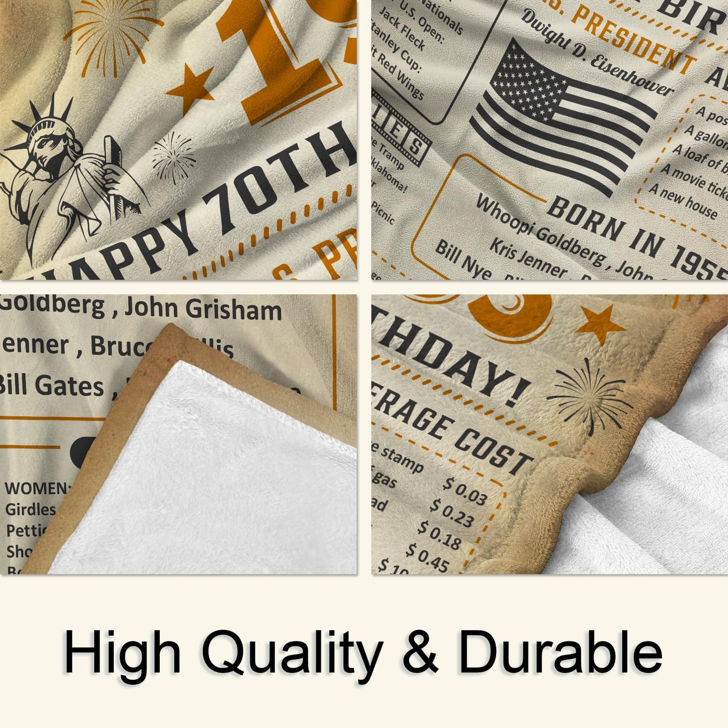 70th Birthday Gifts for Women/Men/Mom/Dad, 70 Year Old Birthday Gift for Men, Gifts for 70 Year Old Woman/Man, 70th Bday Gift Ideas, 1955 Bday Decoration for Woman/Man Throw Blanket 60x50 Inch