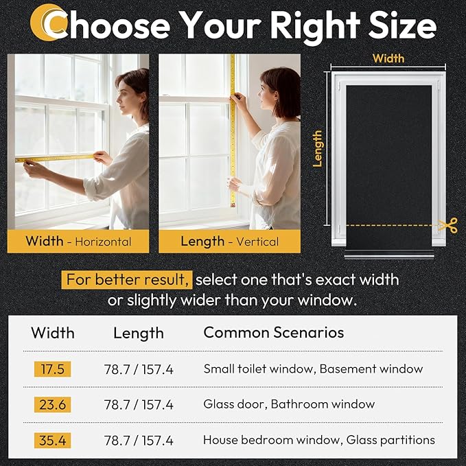 rabbitgoo Blackout Window Film 100% Light Blocking, Static Cling No Glue Easy Install, Removable Room Darkening Window Cover for Daytime Sleep, Bedroom, Nursery, Home Theater, 23.6 by 157.4 inch