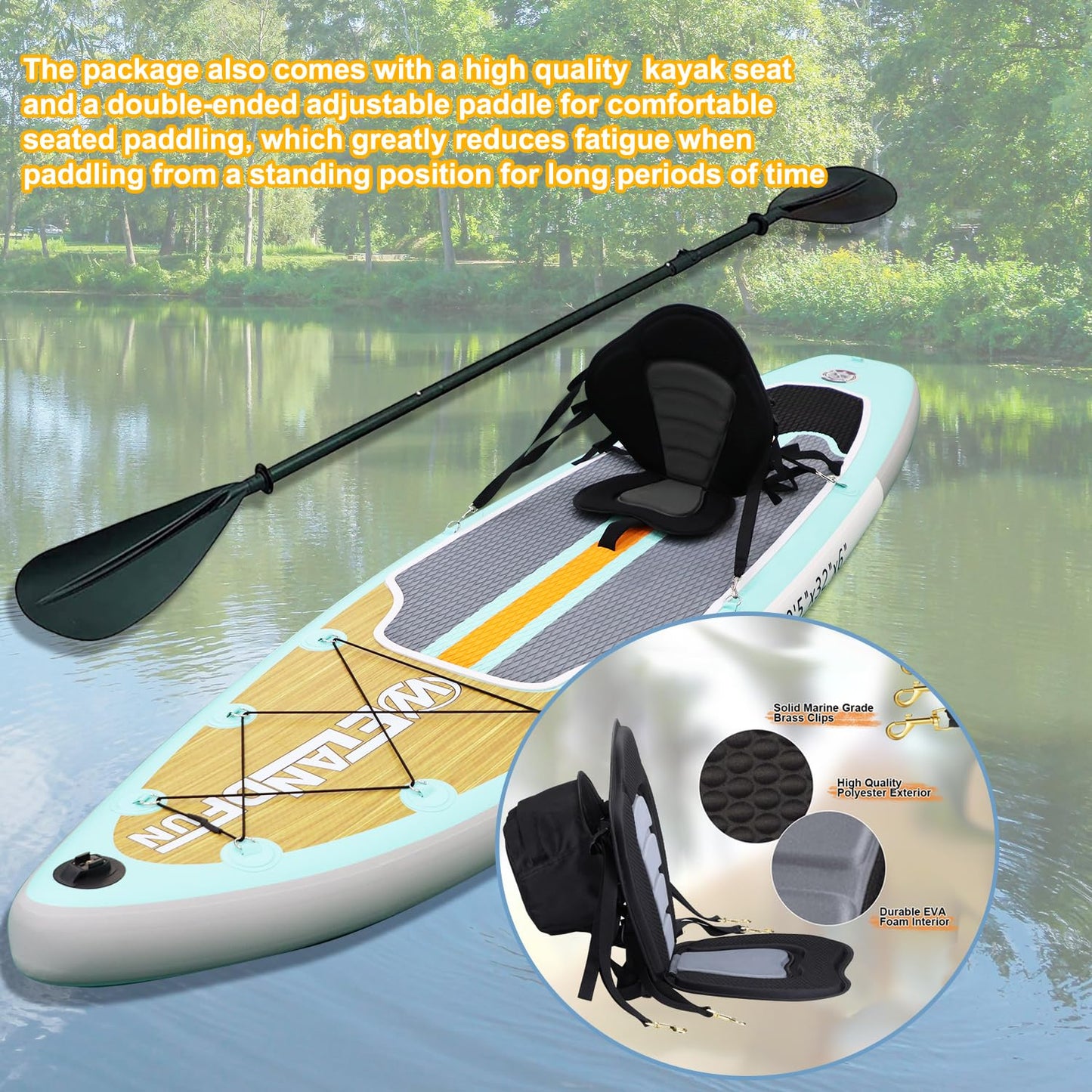 Inflatable Stand Up Paddle Board with Seat, 10'6" SUP 440LBS, Recreational Paddleboard for Adults Beginners, Blow Up Paddle Board with Fishing Design, Camera Mount, Cooler Bag & Full Accessories
