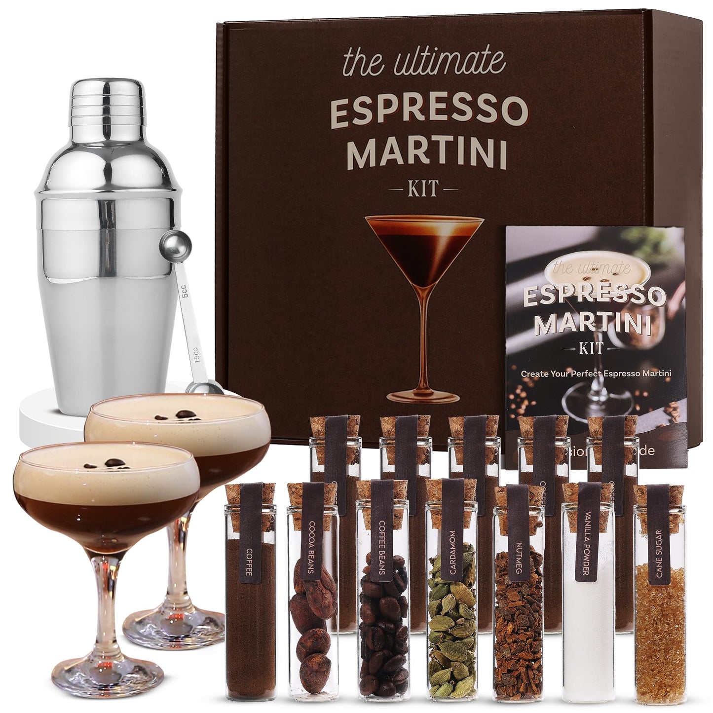 Espresso Martini Kit Gift Set– Complete Martini Maker Set with Espresso Mix, Party-Ready Accessories, and Elegant Decorations for Birthdays and Events, Birthday Gifts for Women
