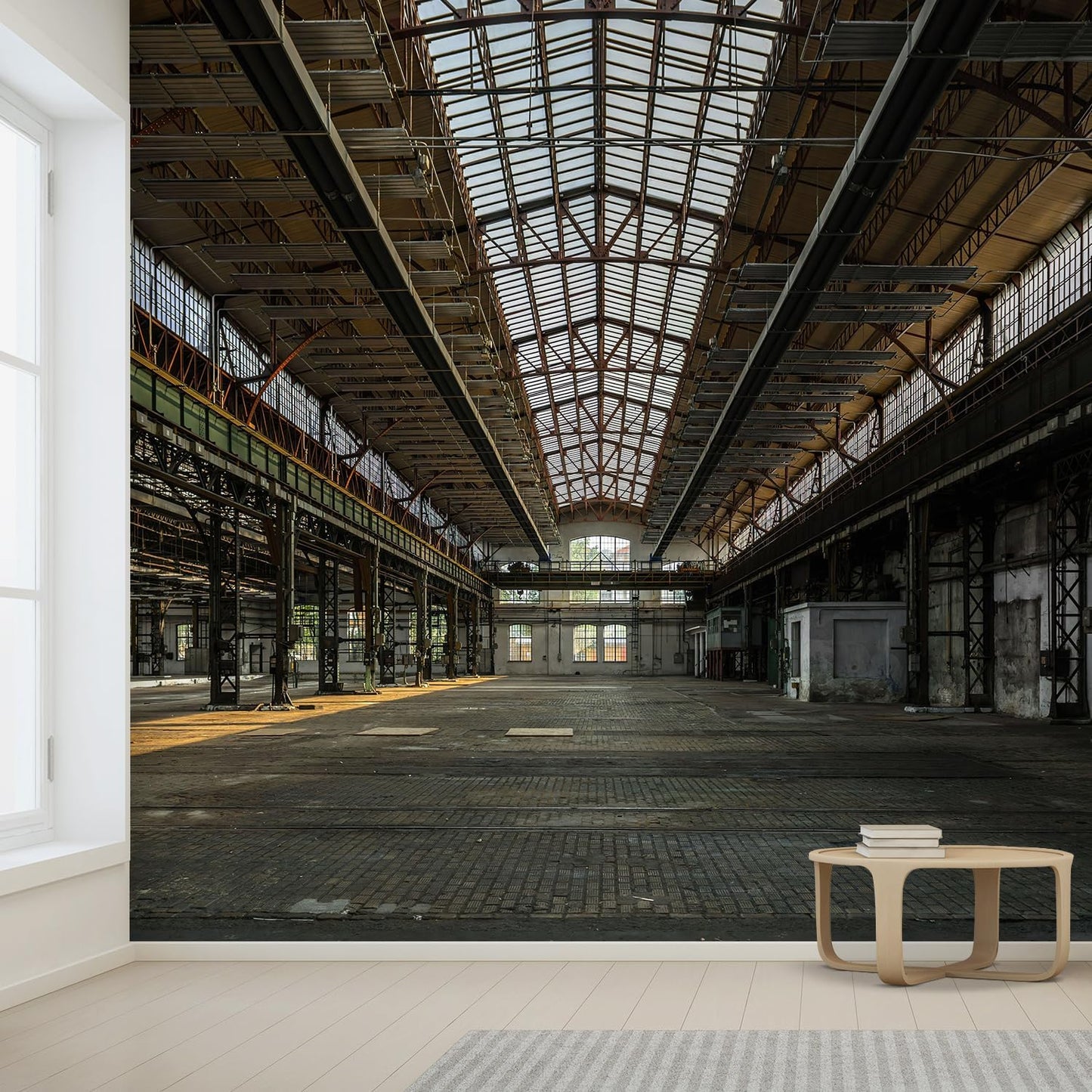 wall26 Wall Sticker/Wall Mural Industrial Interior of an Old Factory Building, Not Peel and Stick, Non-Woven Wallpaper Decorative for Bedroom, Living Room, Office - 99x96 inches