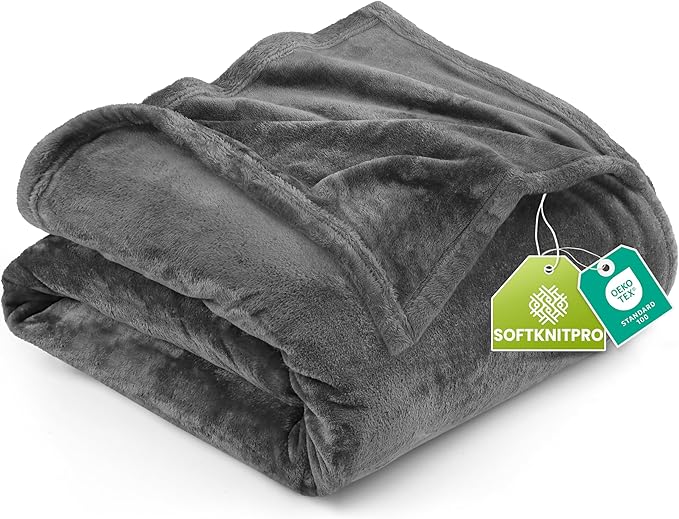 Utopia Bedding Fleece Blanket Queen Size Grey (90x90 Inches) Ultra Soft Warm Lightweight Microfiber Breathable Anti-Static...