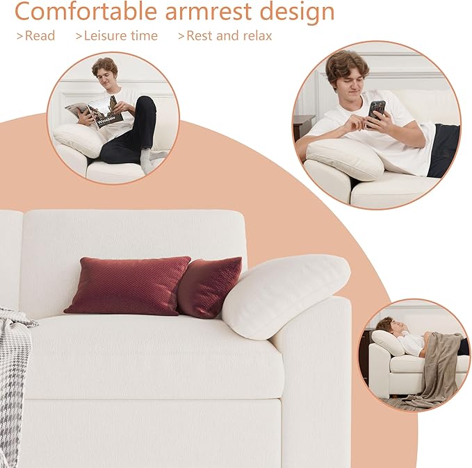 EASE MOOSE Cloud Sectional Modular Sofa, Oversized U Shape Sectional Couch Wide Deep seat Sectional Sofa,FSC Certified Comfortable Chenille White Cloud Modular Sofa