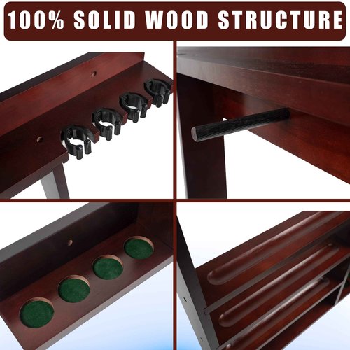 Billmart Pool Stick Holder Wall Mount, 8 Cues Solid Wood Billiard Pool Cue Rack, Pool Table Accessories (Mahogany)