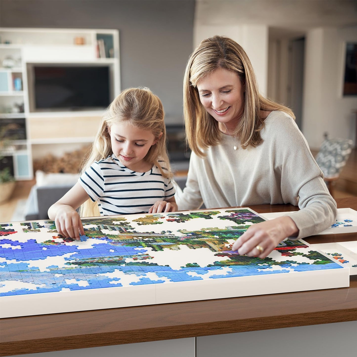 1500 Pieces Puzzle Board with Drawers and Cover,35"x27"Portable Jigsaw Puzzle Table for Adults Puzzle Tables with Drawers