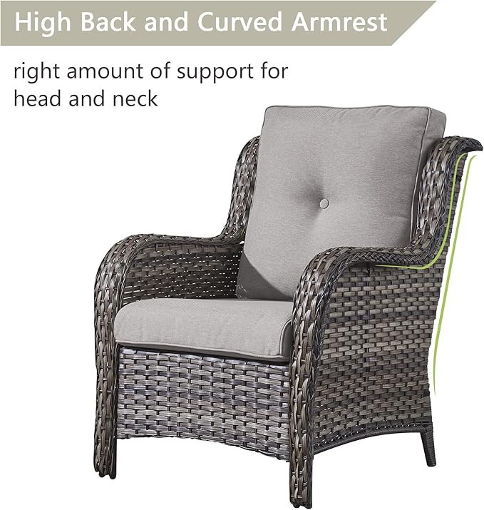 Rilyson Wicker Patio Furniture Set - 6 Piece Rattan Outdoor Sectional Conversation Sets with 1 Sofa,1 Loveseat,2 Armrest Chairs and 2 Ottomans for Porch Deck Garden(Mixed Grey/Grey)