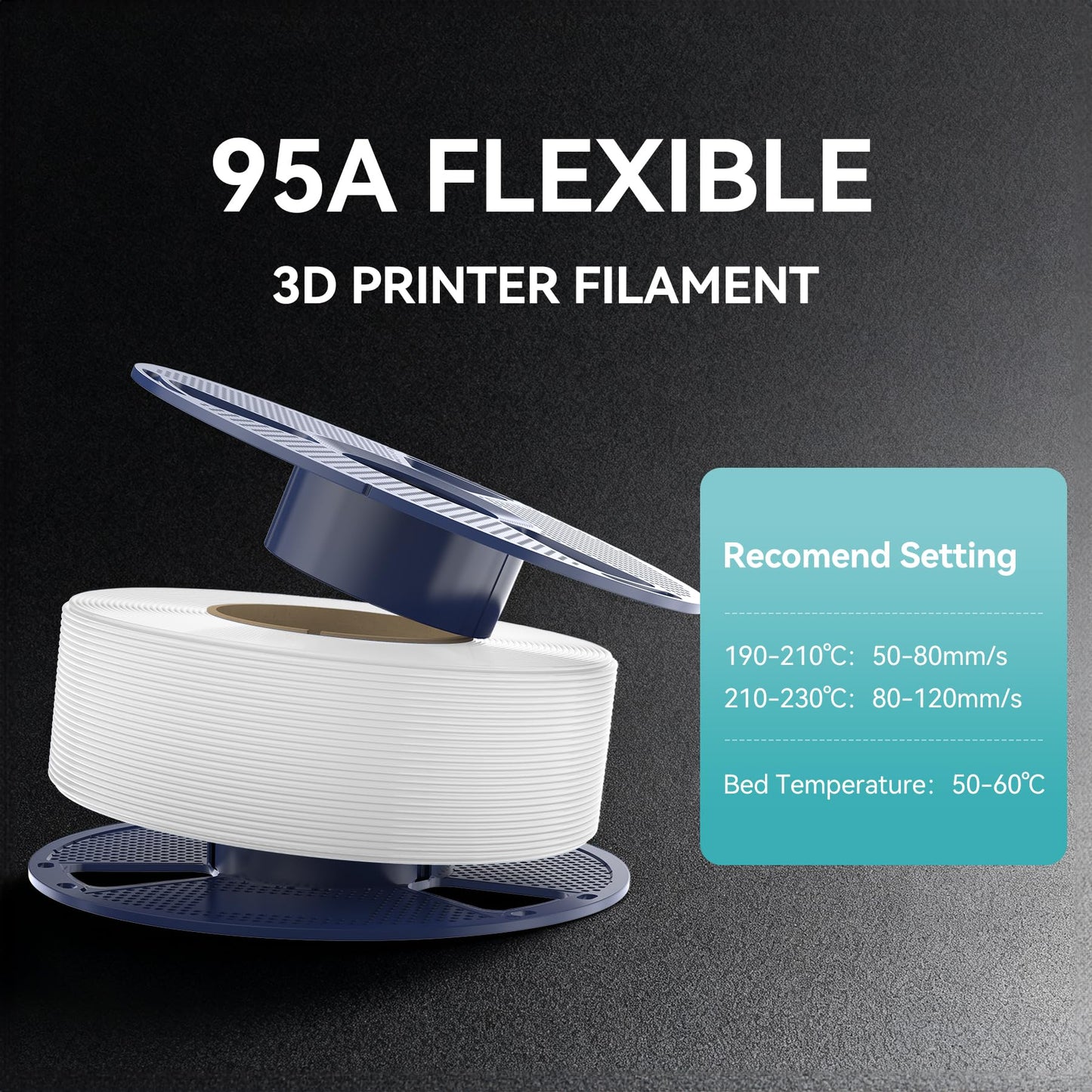 SUNLU TPU Filament 1.75mm, 95A Flexible 3D Printer Filament, Soft TPU 1kg Spool (2.2 lbs), Dimensional Accuracy +/- 0.03mm, Fit Most FDM Printer (Black+White 2-Pack)