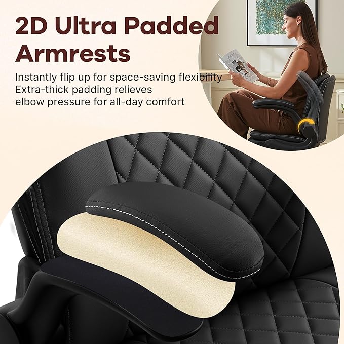 AreShark Cross Legged Office Chair: ADHD Criss Cross Desk Chair with Wheels & Stretchable Rotating Footrest - Height Adjustable Wide Yoga Kneeling Meditation Chair with Flip-up Armrests Back Support
