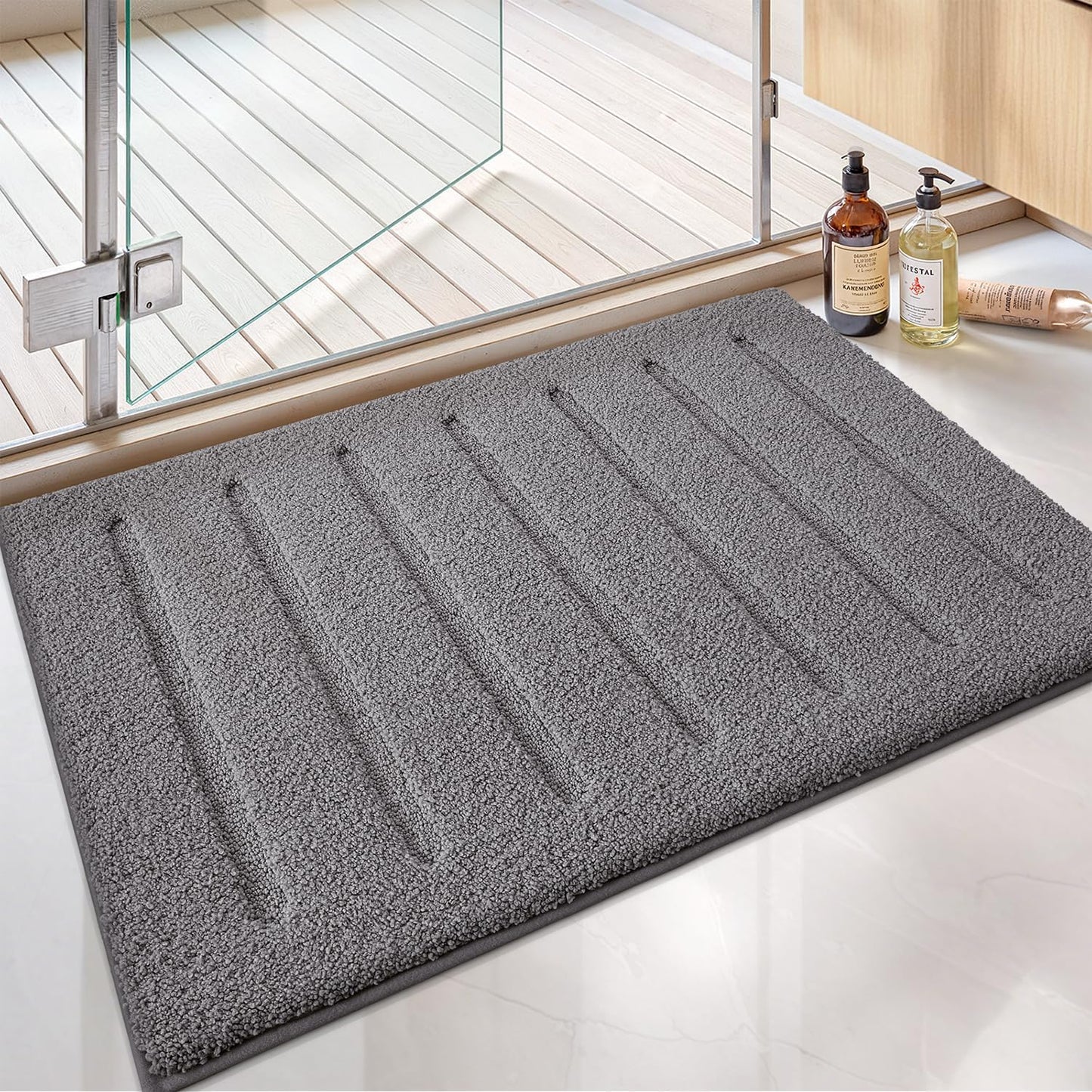 Color&Geometry Ultra Soft Plush Bathroom Rugs Non Slip Washable Bath Mat with Rubber Backing, Fluffy Absorbent Machine Carpet for Bathroom Floor, Tub and Shower, 24"x36", Dark Grey