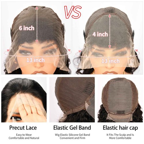 Anderah 24 Inch 13x6 Body Wave Lace Front Wigs Human Hair 13x6 HD Lace Glueless Human Hair Wig Pre Plucked Natural Hairline Brazilian Human Virgin Hair Long Black Body Wave Wig for Women 180% Density