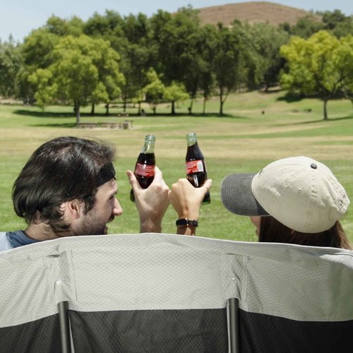 SUNNYFEEL Folding Double Camping Chair, Oversized Loveseat Chair, Heavy Duty Portable/Foldable Lawn Chair with Storage for Outside/Outdoor/Travel/Picnic, Fold Up Camp Chairs for Adults 2 People