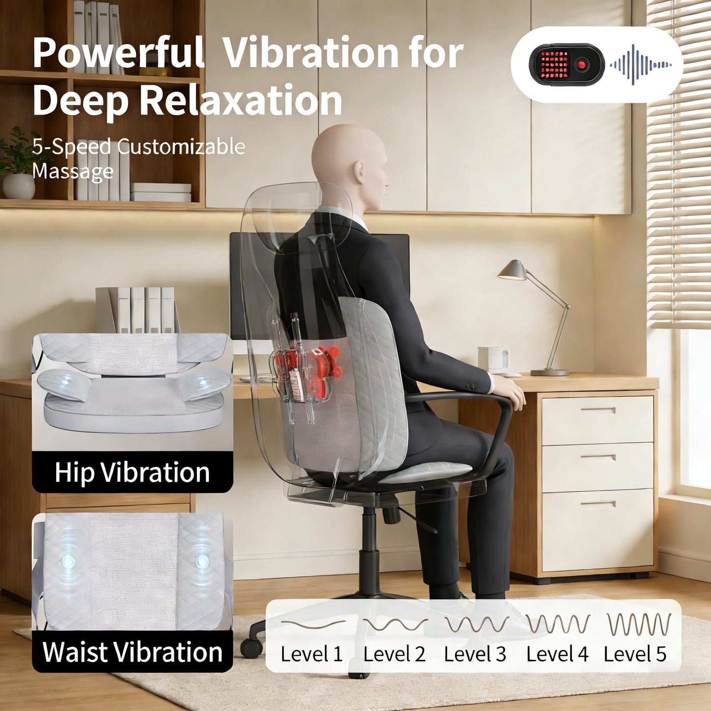 Ethereal Wellness Shiatsu Massage Chair with Heat, Full Back Shiatsu & Rolling, Comfortable Massage Chair Pad for Stress Relief, Gift for her/him, Office and Home.Gray.