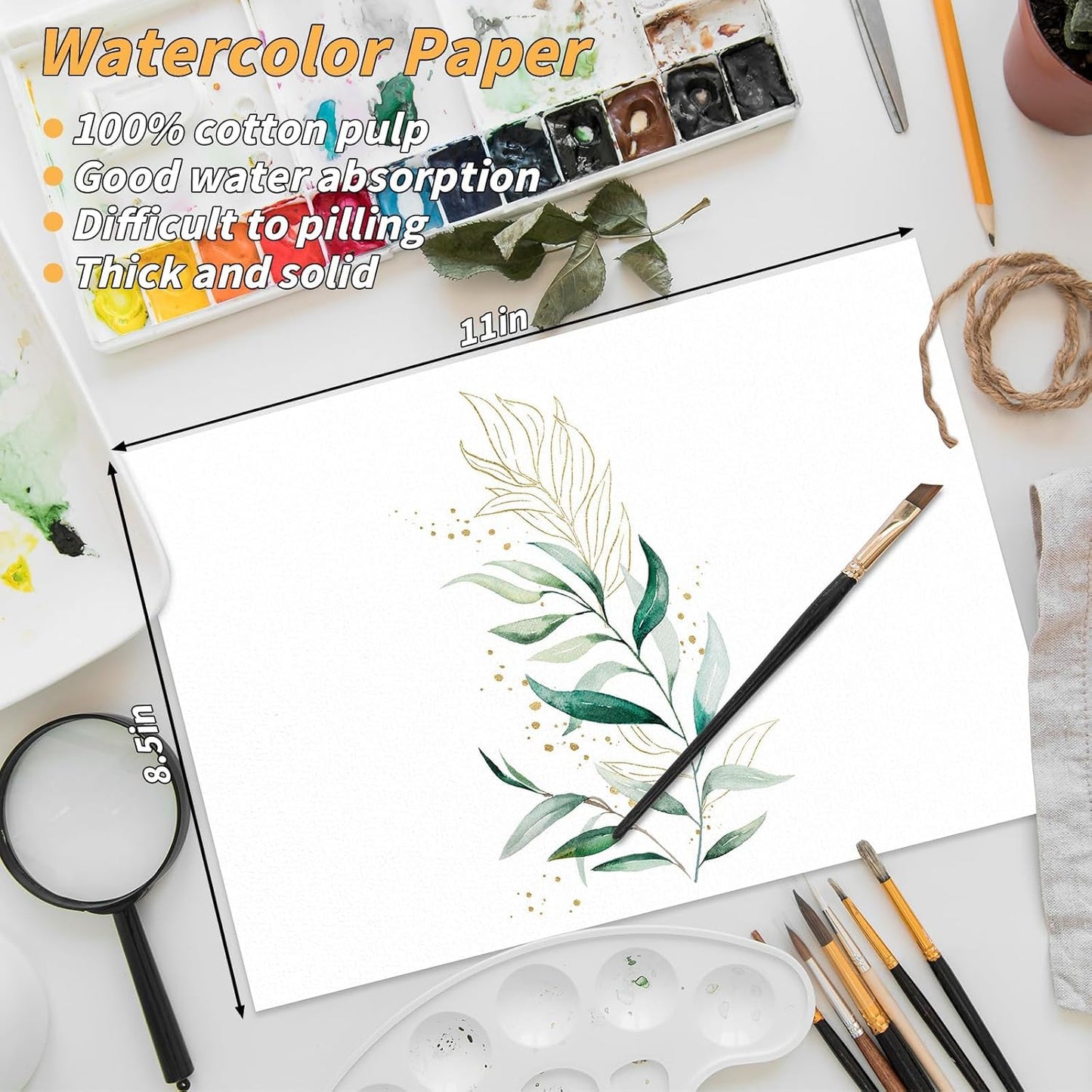 150 Sheets 100% Cotton Watercolor Paper Bulk -140LB/300GSM Art Paper-8.5 x 11 inch Painting & Craft Paper, Finger Paints, Watercolor, Tempera, Drawing, Art Room & Home School Crafts