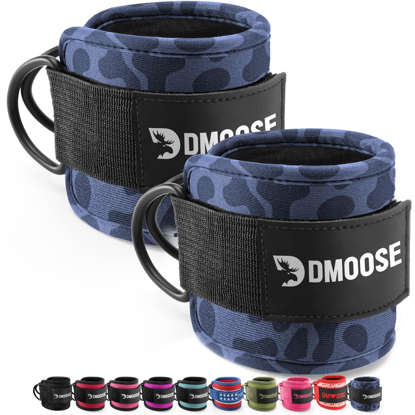 DMoose Ankle Strap for Cable Machine - One Size Fit with Premium Padding, Workout Kickback Ankle Cuffs, Ankle Bands for Working Out, Booty Workouts, Leg Extension, Hip Abductors & Lower Body Exercises